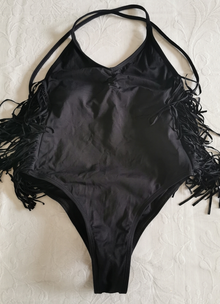 L*Space Black Gypsy Fringe 1Pc Swimsuit Size 4